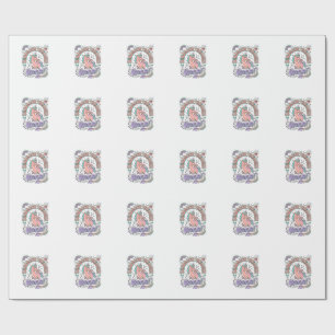 Unicorn Dinosaur Unicorn Roar Retro Style T-Shirt  Wrapping Paper