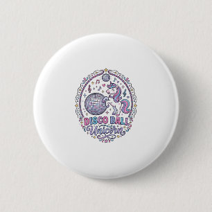 Unicorn Disco Ball Unicorn Playful Print on Demand 6 Cm Round Badge