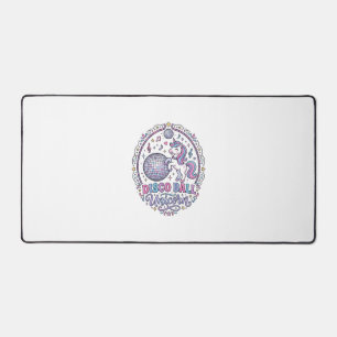 Unicorn Disco Ball Unicorn Playful Print on Demand Desk Mat