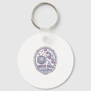 Unicorn Disco Ball Unicorn Playful Print on Demand Key Ring