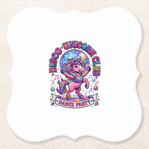 Unicorn Disco Unicorn Club Commercial Shirt Graphi Paper Coaster