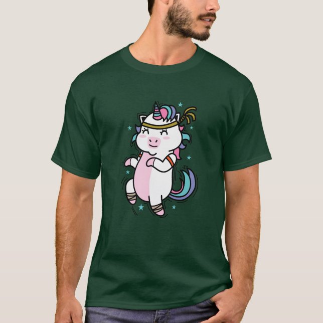 Unicorn doing Endurance Sports Fitnessraining frie T-Shirt (Front)