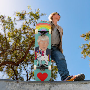 UNICORN DONALD TRUMP RAINBOW SKATEBOARD DECK