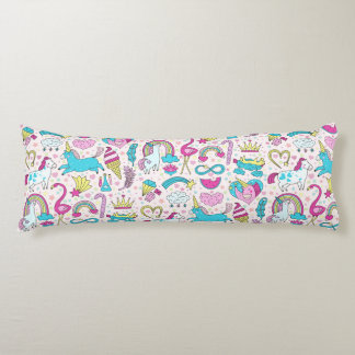 Unicorn Doodle Pattern Body Cushion