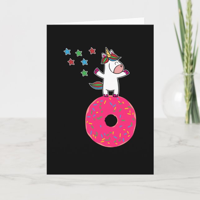 Unicorn Doughnut Dancing Star Dust Card (Front)