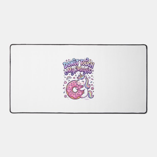 Unicorn Doughnut Touch My Magic Gift Idea Sticker  Desk Mat (Front)