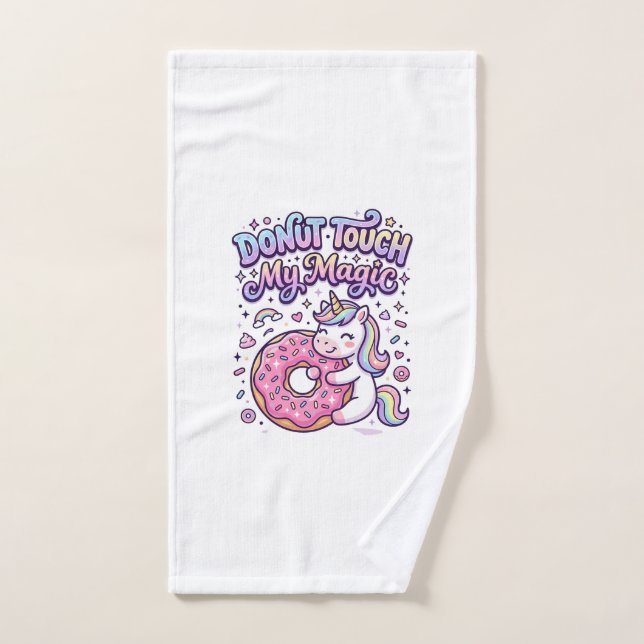 Unicorn Doughnut Touch My Magic Gift Idea Sticker  Hand Towel (Hand Towel)