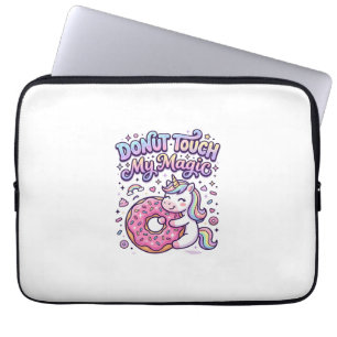 Unicorn Doughnut Touch My Magic Gift Idea Sticker  Laptop Sleeve