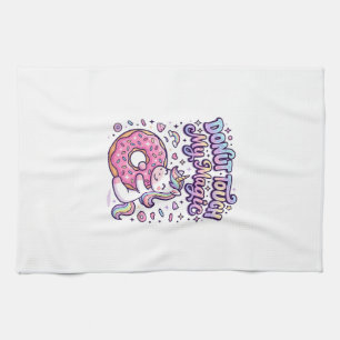 Unicorn Doughnut Touch My Magic Gift Idea Sticker  Tea Towel