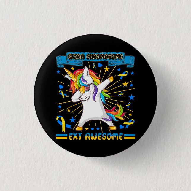 Unicorn Down syndrome awareness extra chromosome e 3 Cm Round Badge (Front)