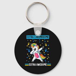 Unicorn Down Syndrome Awareness Extra Chromosome E Key Ring