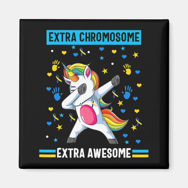 Unicorn Down syndrome awareness extra chromosome e Magnet (Front)
