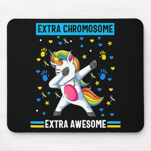 Unicorn Down syndrome awareness extra chromosome e Mouse Pad (Front)