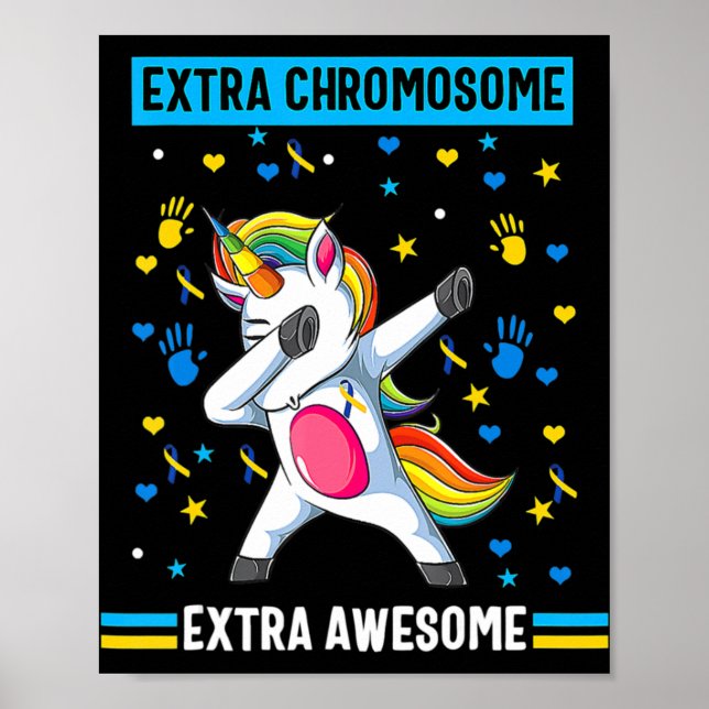 Unicorn Down syndrome awareness extra chromosome e Poster (Front)
