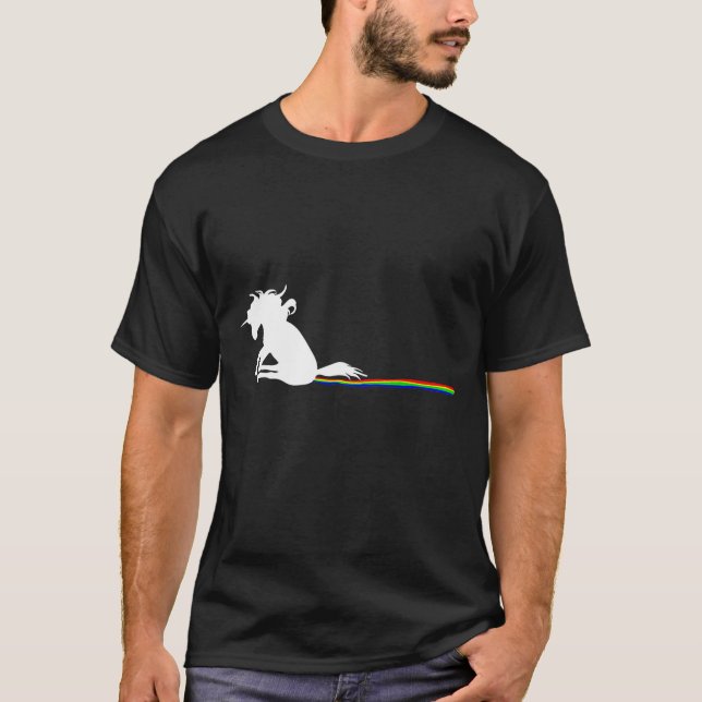 Unicorn Dragging Rainbows Funny Adult S  T-Shirt (Front)