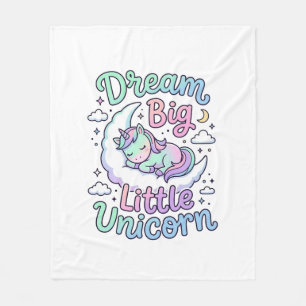 Unicorn Dream Big Little Unicorn Gift Idea Vector  Fleece Blanket
