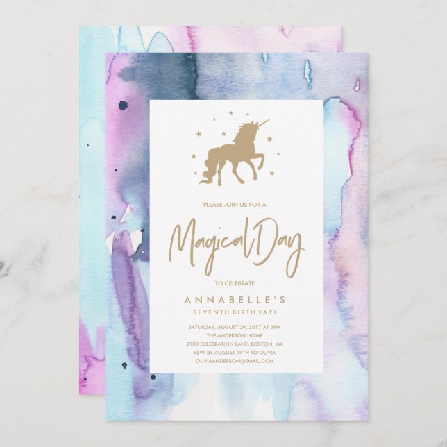 Unicorn Dream Birthday Invitation (Front/Back)