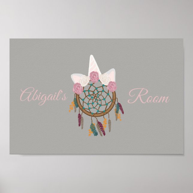 unicorn dream catcher bohemian floral Poster (Front)