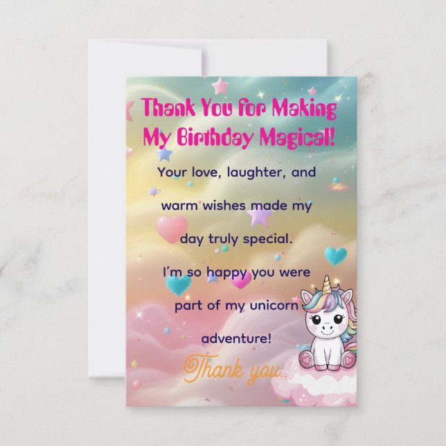 “Unicorn Dream Thank You Card  (Front)