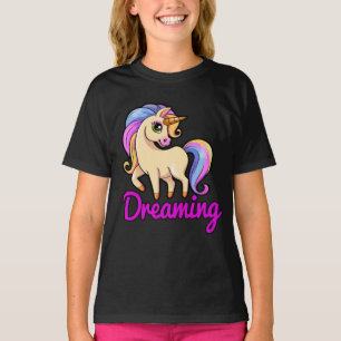 Unicorn dreaming pretty rainbow childs shirt