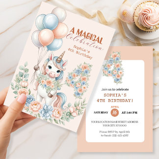 Unicorn Dreams Birthday Invitation