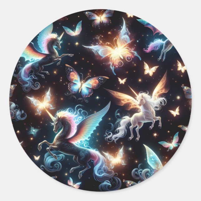 Unicorn Dreams Classic Round Sticker (Front)