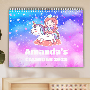 Unicorn Dreams Personalised Kids Calendar 2027