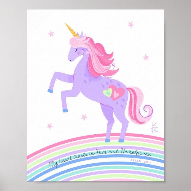 Unicorn Dreams Psalm 28:7 Wall Art print 3 of 3 (Front)