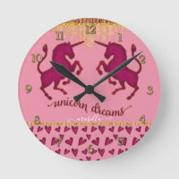 Unicorn Dreams w Pink Hearts Name Girls Room Decor