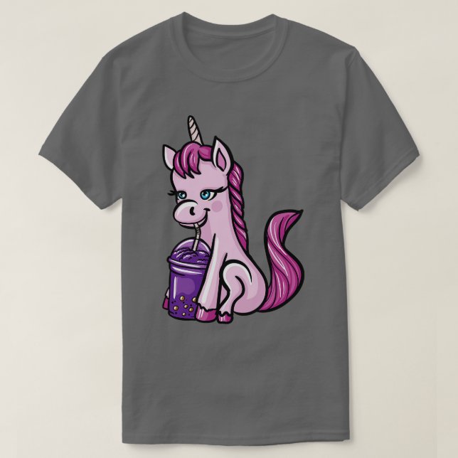 Unicorn Drinking Boba Milk Tea 2 T-Shirt (Design Front)