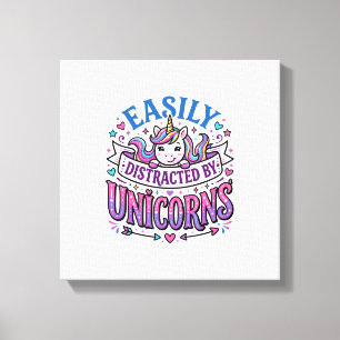 Unicorn Easily Distracted by Unicorns Commercial C Canvas Print