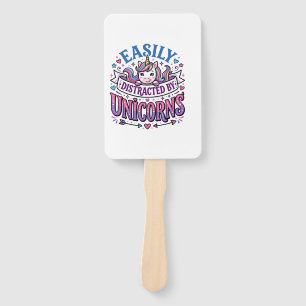 Unicorn Easily Distracted by Unicorns Commercial C Hand Fan