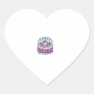 Unicorn Easily Distracted by Unicorns Commercial C Heart Sticker