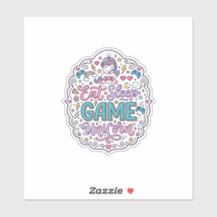 Unicorn Eat Sleep Game Unicorn Playful Print on De
