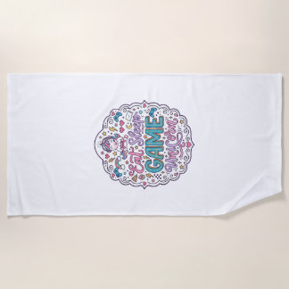 Unicorn Eat Sleep Game Unicorn Playful Print on De Beach Towel