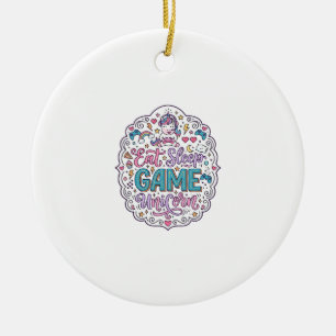 Unicorn Eat Sleep Game Unicorn Playful Print on De Ceramic Tree Decoration