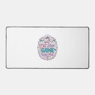 Unicorn Eat Sleep Game Unicorn Playful Print on De Desk Mat