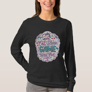 Unicorn Eat Sleep Game Unicorn Playful Print on De T-Shirt