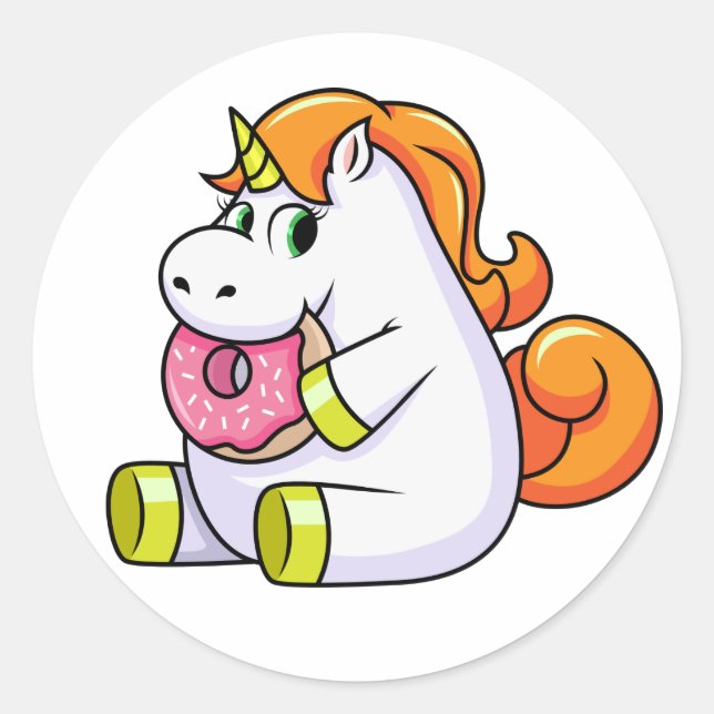 Unicorn Eating Doughnut Sticker (Front)