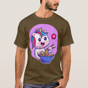 Unicorn Eating Ramen Noodles Kawaii Japanese Unic T-Shirt