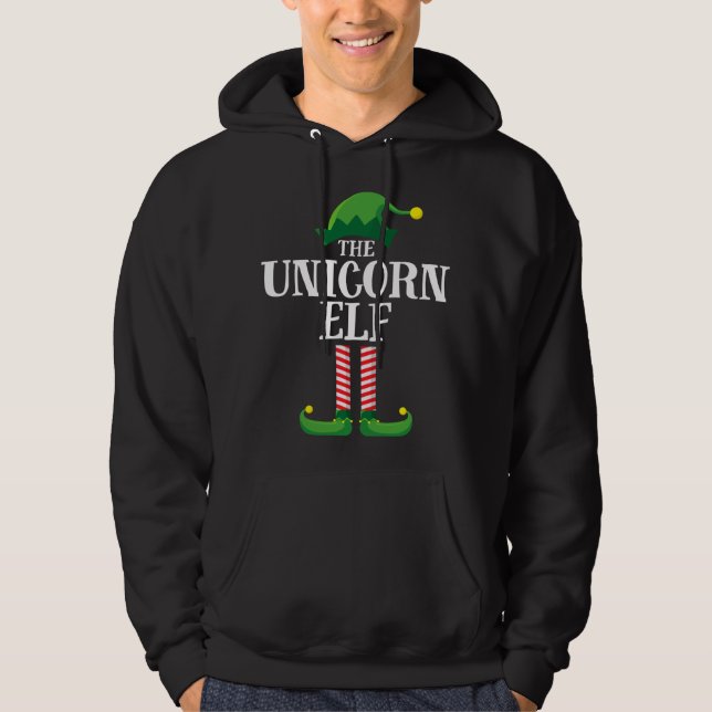 Unicorn Elf Matching Family Christmas Party Pajama Hoodie (Front)