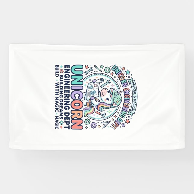 Unicorn Engineering Dept Bold Typography T-Shirt D Banner (Horizontal)