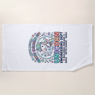 Unicorn Engineering Dept Bold Typography T-Shirt D Beach Towel