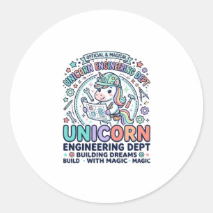 Unicorn Engineering Dept Bold Typography T-Shirt D Classic Round Sticker