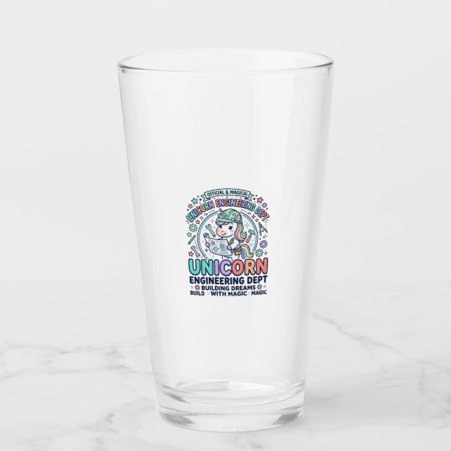 Unicorn Engineering Dept Bold Typography T-Shirt D Glass (Front)