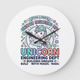 Unicorn Engineering Dept Bold Typography T-Shirt D Large Clock