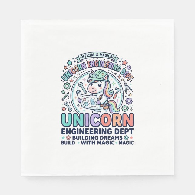 Unicorn Engineering Dept Bold Typography T-Shirt D Napkin (Front)
