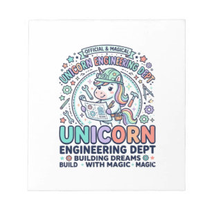 Unicorn Engineering Dept Bold Typography T-Shirt D Notepad