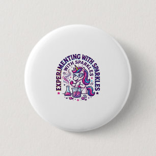 Unicorn Experimenting with Sparkles Commercial Cut 6 Cm Round Badge