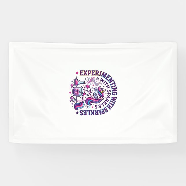 Unicorn Experimenting with Sparkles Commercial Cut Banner (Horizontal)